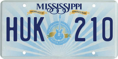 MS license plate HUK210