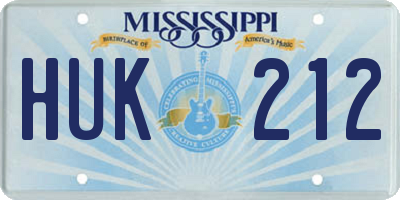 MS license plate HUK212