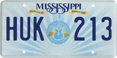 MS license plate HUK213