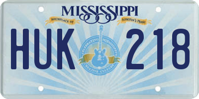 MS license plate HUK218