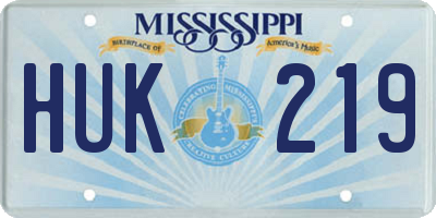 MS license plate HUK219