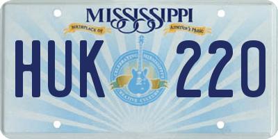 MS license plate HUK220