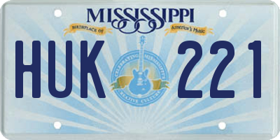MS license plate HUK221