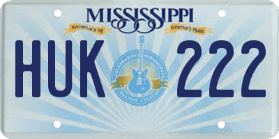 MS license plate HUK222