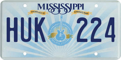 MS license plate HUK224