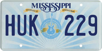 MS license plate HUK229
