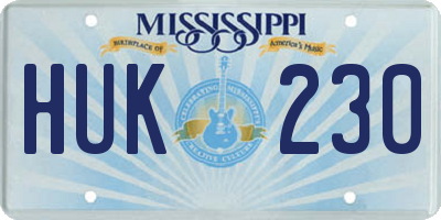 MS license plate HUK230