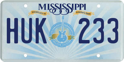 MS license plate HUK233