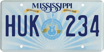 MS license plate HUK234