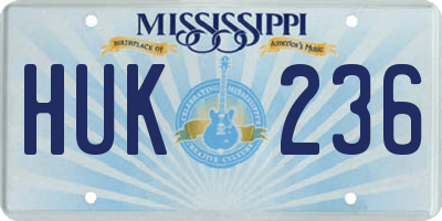 MS license plate HUK236