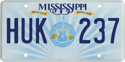 MS license plate HUK237