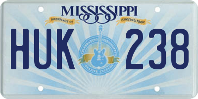 MS license plate HUK238