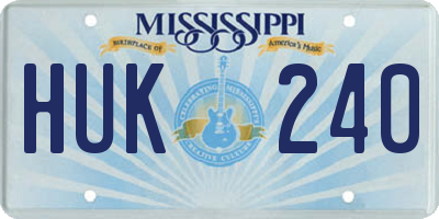 MS license plate HUK240
