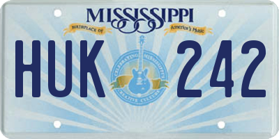 MS license plate HUK242