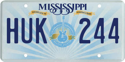 MS license plate HUK244
