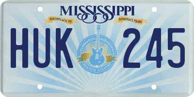 MS license plate HUK245