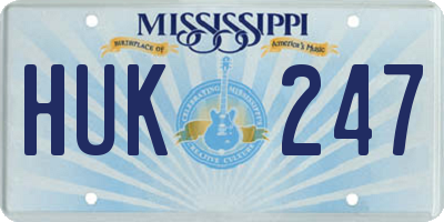MS license plate HUK247
