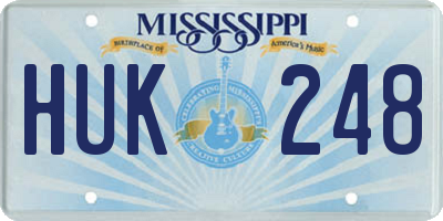 MS license plate HUK248