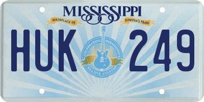 MS license plate HUK249