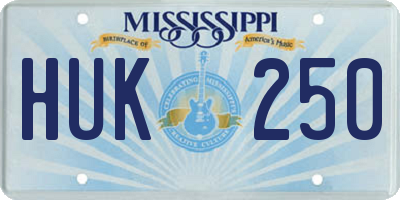 MS license plate HUK250