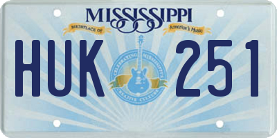 MS license plate HUK251
