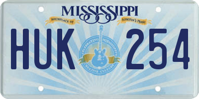 MS license plate HUK254