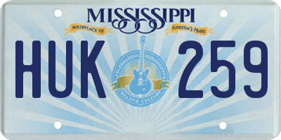 MS license plate HUK259