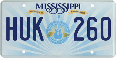 MS license plate HUK260