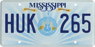 MS license plate HUK265