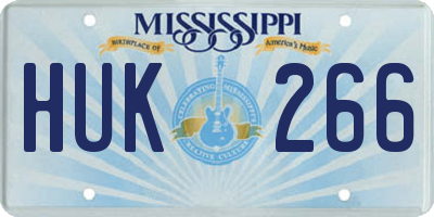 MS license plate HUK266