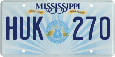 MS license plate HUK270