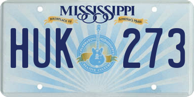 MS license plate HUK273