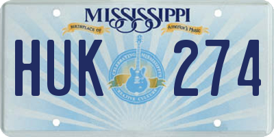 MS license plate HUK274