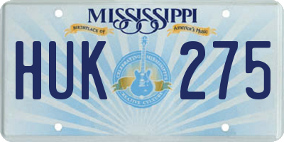 MS license plate HUK275