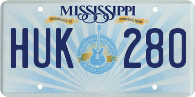 MS license plate HUK280