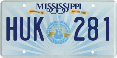 MS license plate HUK281