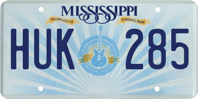 MS license plate HUK285