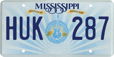 MS license plate HUK287