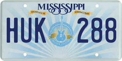 MS license plate HUK288