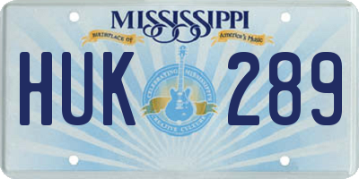 MS license plate HUK289