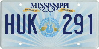 MS license plate HUK291