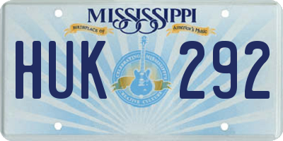 MS license plate HUK292