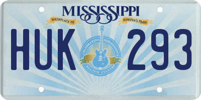 MS license plate HUK293