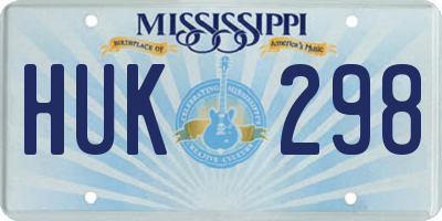 MS license plate HUK298