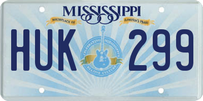 MS license plate HUK299