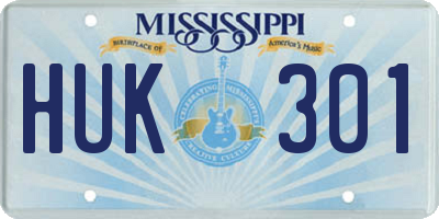 MS license plate HUK301