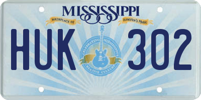 MS license plate HUK302