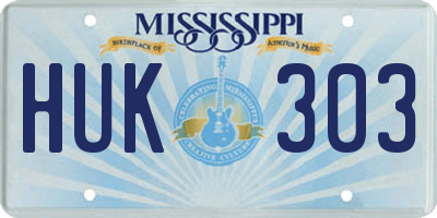 MS license plate HUK303