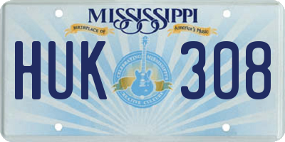 MS license plate HUK308