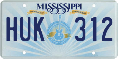 MS license plate HUK312